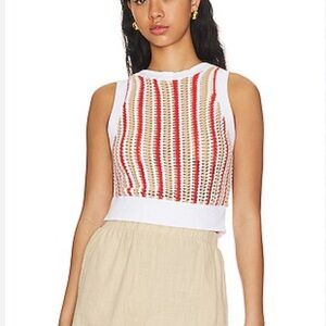 525 Stripe Vertical Crochet Tank in Bleach White Multi